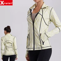 womens quick drying zipper stand up collar jacket yoga finger sets long sleeved running fitness tops workout sports shirts