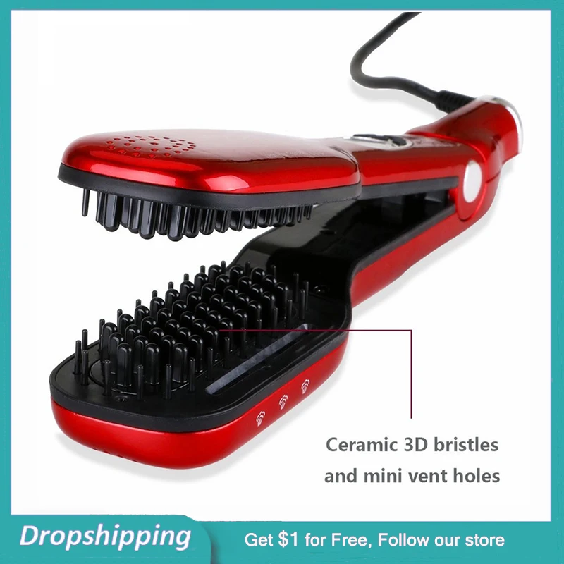 Горячий паровой выпрямитель для волос щетка быстрого выпрямления