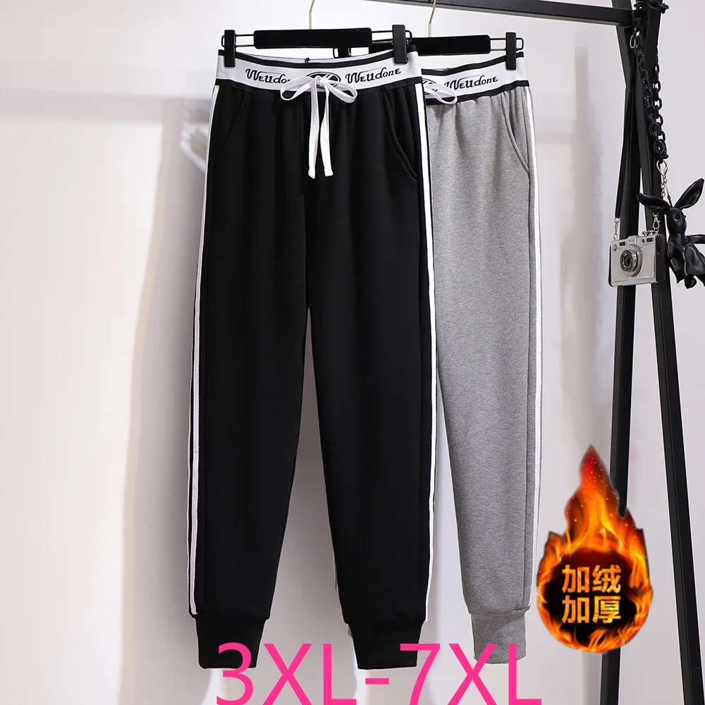 Новинка на осень зиму размера плюс спортивные брюки для женщин большой толстый