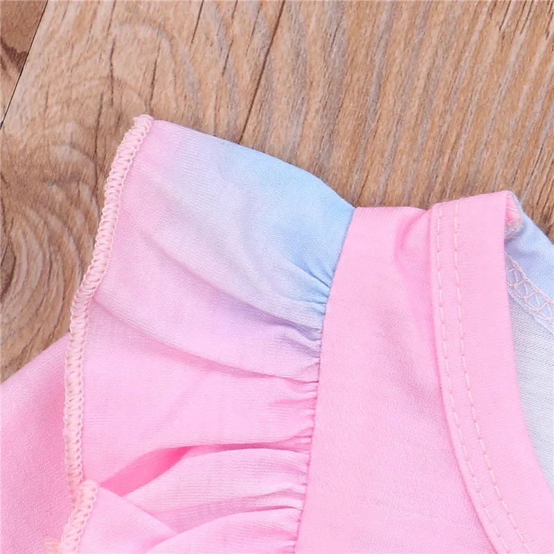 

Infant Baby Girl Tie Dye Print Lace Stitching Romper Ruffles Flare Sleeve Autumn Tutu Jumpsuit One Piece Outfits