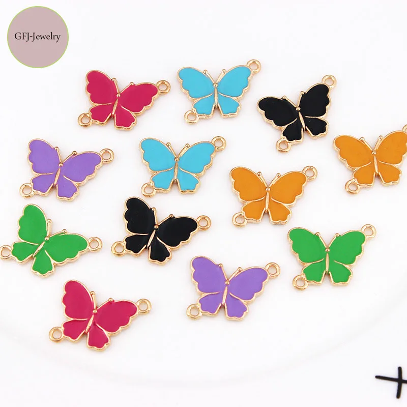 

Mixed10pcs эмаль двойные отверстия Бабочки Шарм для изготовления ювелирных изделий и крафта, сделай сам, серьги подвесной браслет, ожерелье подв...
