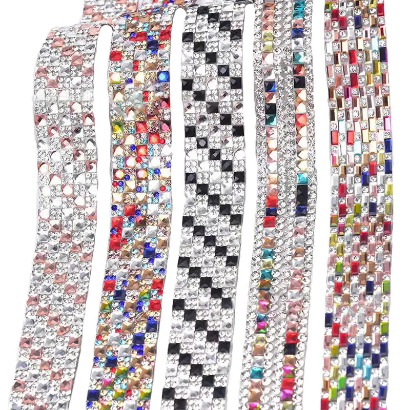 2 звеньев прямоугольная Смешанная стеклянная Горячая фиксация Стразы обрезанная