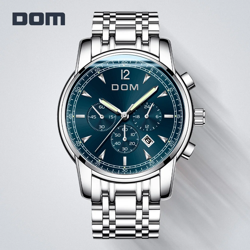 Часы DOM мужские наручные кварцевые модные спортивные водонепроницаемые