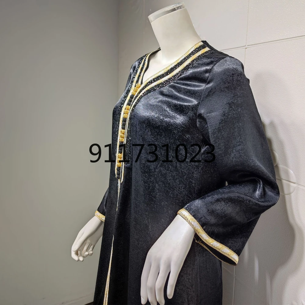 Черные Abayas для женщин Дубай турецкие Пакистанские Вечерние платья элегантная