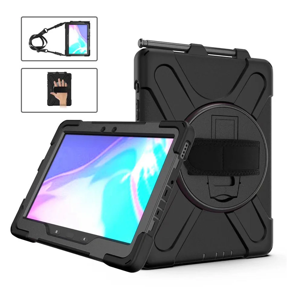 

Tab Active PRO 10.1" Heavy Duty Rugged Shockproof Case 360 Rotate Kickstand/Hand+Neck Strap for Samsung Tab SM-T540/T545/T547