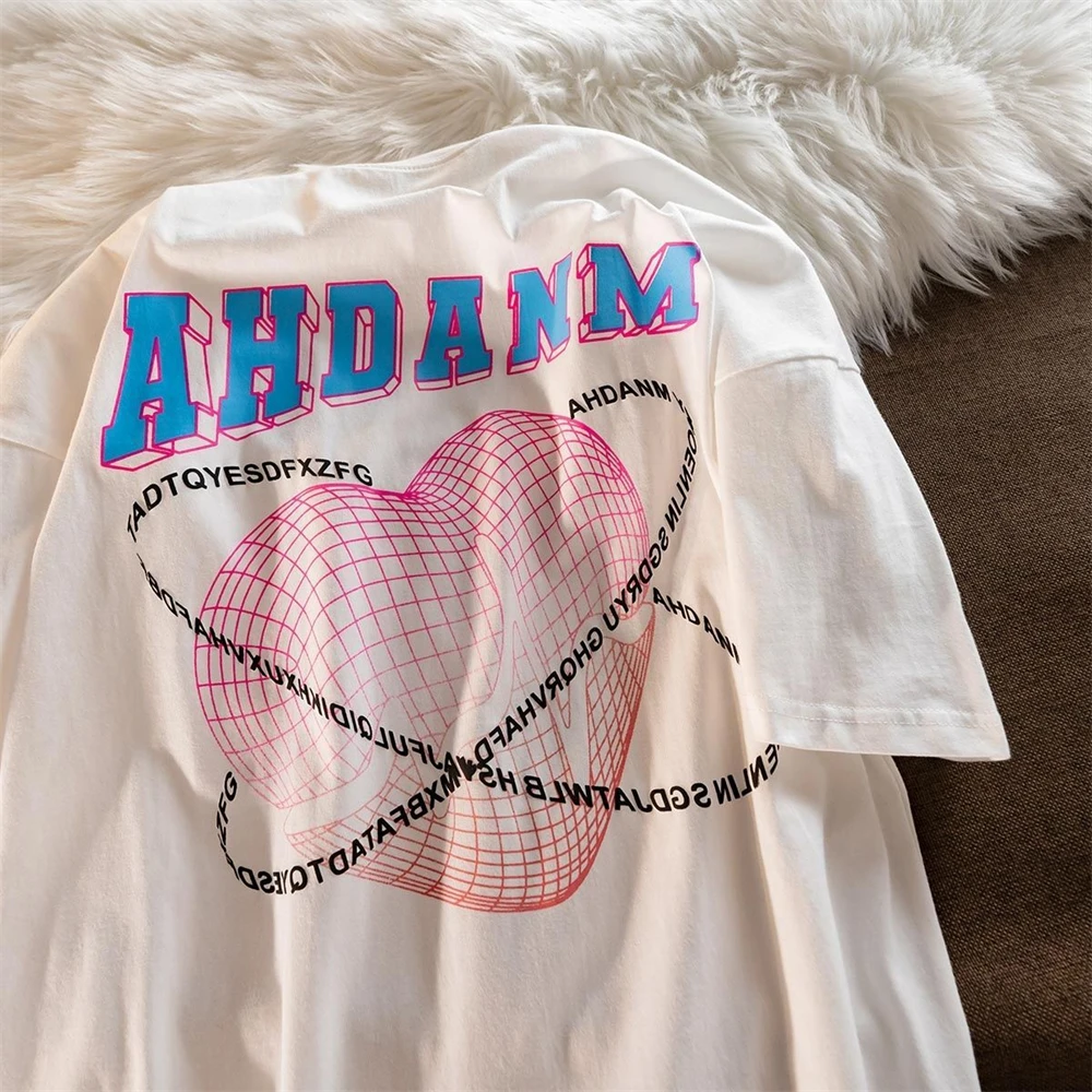 

Футболка мужская с надписью Love Print, 100% хлопок, топ в Корейском стиле, уличная одежда в стиле хип-хоп, для пар, на лето