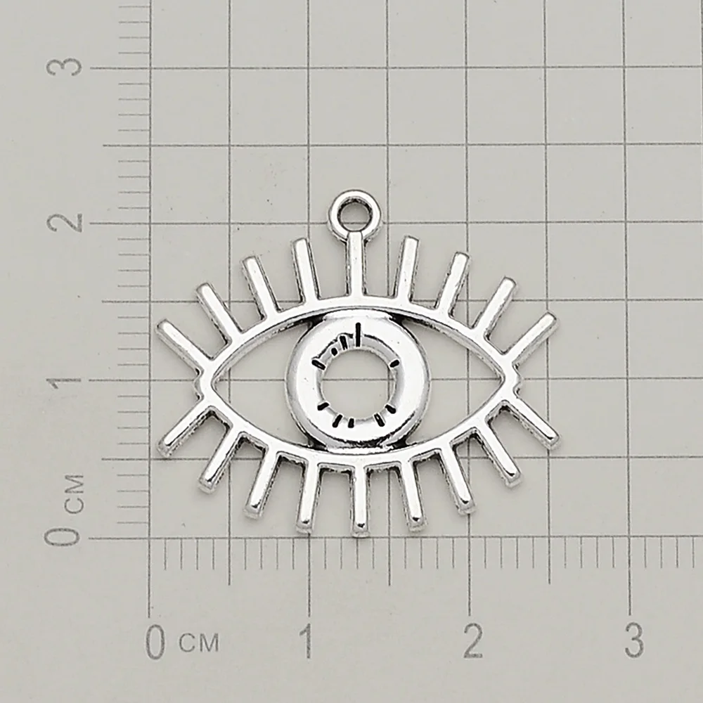 10pcs/Lots 22x26mm Antique Silver Plated Eye Charms Hollow Pendants For Keychain Jewellery Making Supplies Parts Handmade Kit - купить по