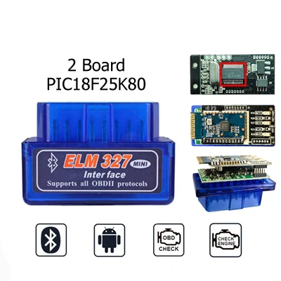 Double Board Двойная плата Pic18f25k80 Elm 327 Bluetooth 1,5 OBD2 сканер инструмент Диагностика Авто OBD 2 Bluetooth диагностический сканер для автомобиля - Цвет: Double Board
