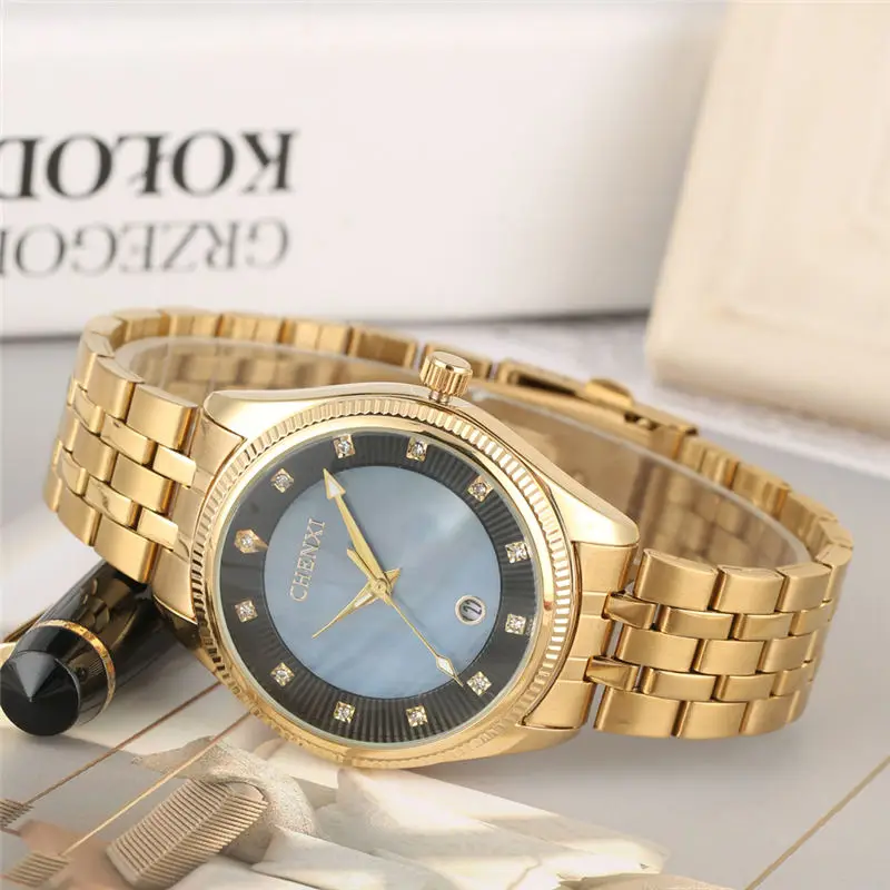 

Creative Diamond Quartz Watch for Men Golden Stainless Steel Band Male Watches Luxurious Dial montre hommeNew uhr Gift