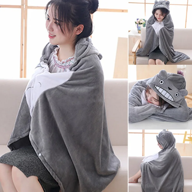 

A 145*70cm/165*90cm Creativity plush toy stuffed totoro Cloak blanket air conditioning blanket mantys cape Gifts for Kids Girls