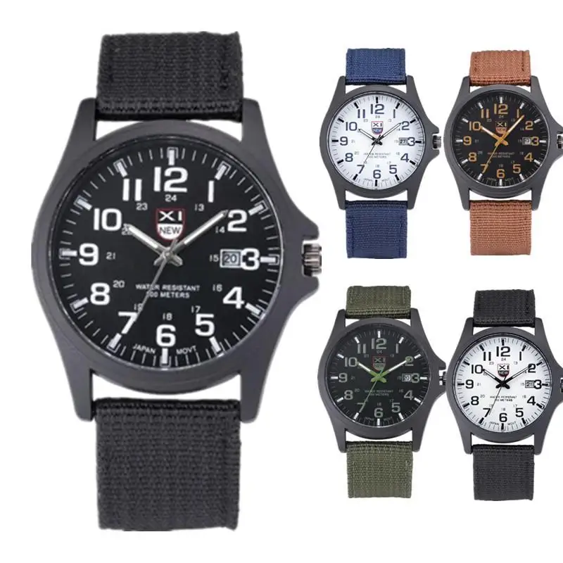 Мужские часы 2020 военные мужские кварцевые montre homme тканевый ремешок повседневные