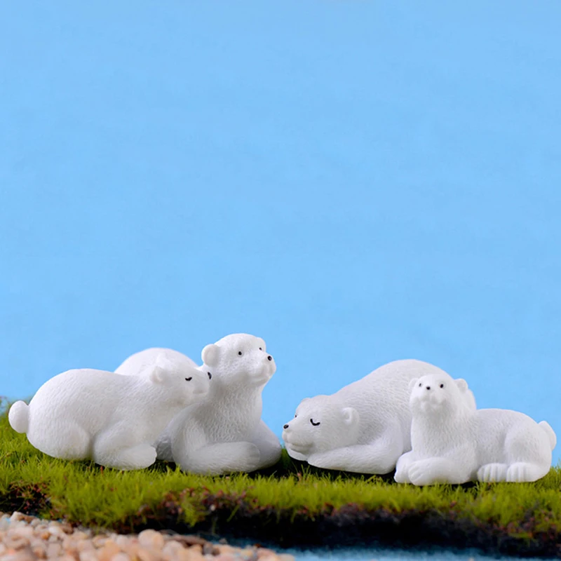 Симпатичные белые медвежьи собаки мерные животные фигурки микро ландшафтное