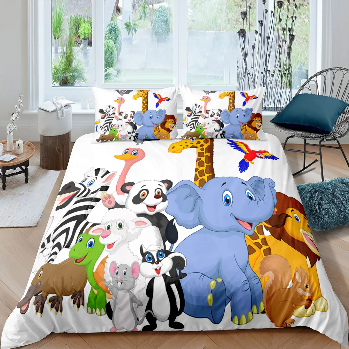 

Home Textiles Luxury 3D Elephant Print Duvet Cover Set 2/3 Pcs Pillowcase Kids Bedding Set AU/EU/UK/US Queen and King Size