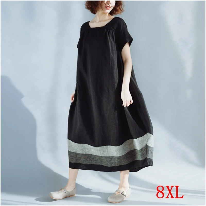 

Женское платье с коротким рукавом и круглым вырезом, большого размера