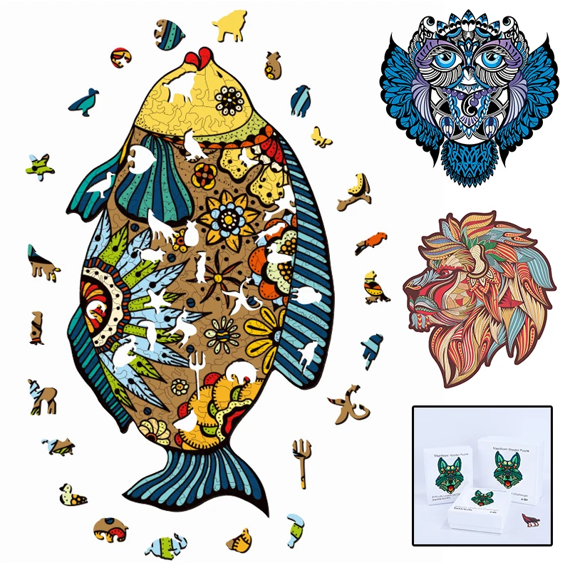 

Wooden Puzzle Gifts Jigsaw For Adults Children Wood DIY Crafts Animals Shaped