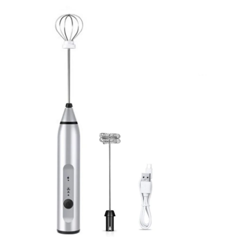 

USB Rechargeable Electric Milk Frother With 2 Whisks Handheld Foam Maker For Coffee Latte Cappuccino Hot Chocolate Durable