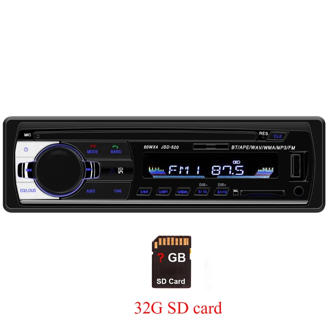 32G SD card Автомобильный радиоприемник miniJSD520, 12 В, Bluetooth, автомобильный стерео In-dash, 1 Din, FM, Aux вход, поддержка Mp3/MP4, USB, MMC, WMA, AUX IN, TF, автомобильный радиоприемник - Цвет: 32G SD card