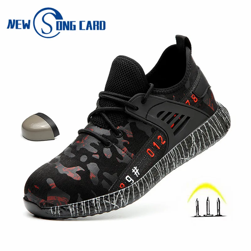 Рабочие ботинки размера плюс строительные мужские уличные со стальным носком