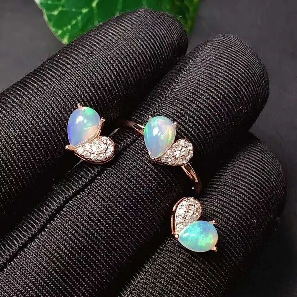 Natural Real Opal jewelry set 925 sterling silver 1pc opal ring 2pcs earring | Jewelry Sets