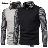 sleeveless men knitting sweaters 2021 european style fashion sweater casual pullovers model striped top mens streetwear homme