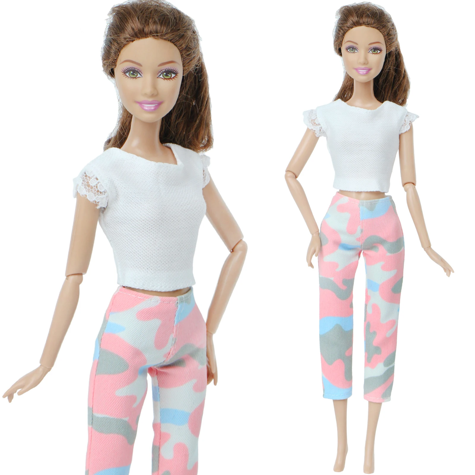 1 комплект одежды Белый Топ камуфляжный розовый синий серый брюки смешанного