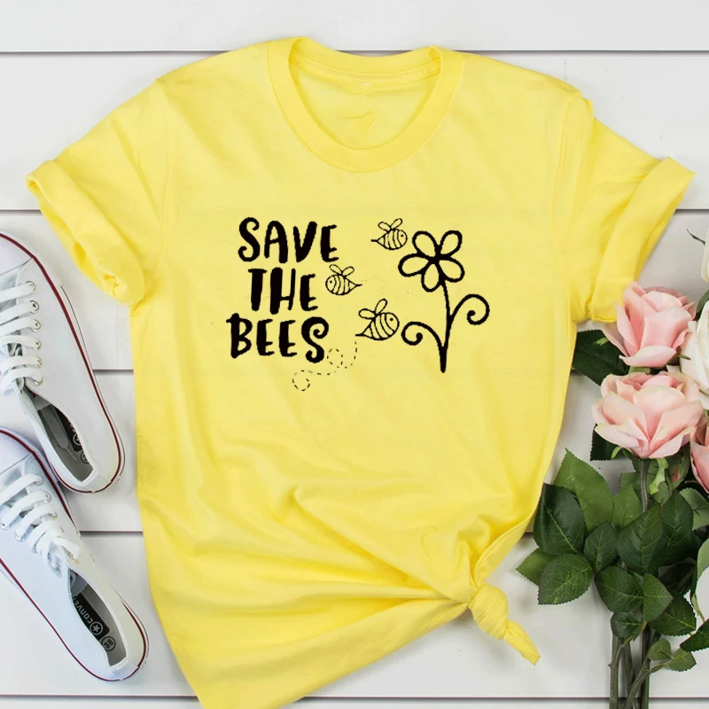 Save The Bees женские рубашки эстетическая сохраняет нашу планету зеленая футболка