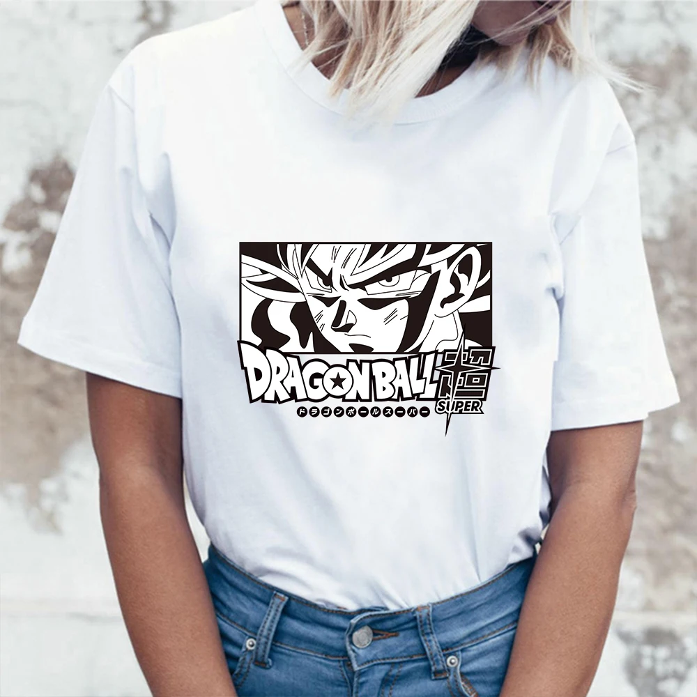 

Dragon Ball Woman T-shirts Japanese Anime Graphic Tee Cartoons Painting Style Aesthetic Clothes Short Sleeved Casual Streetwear