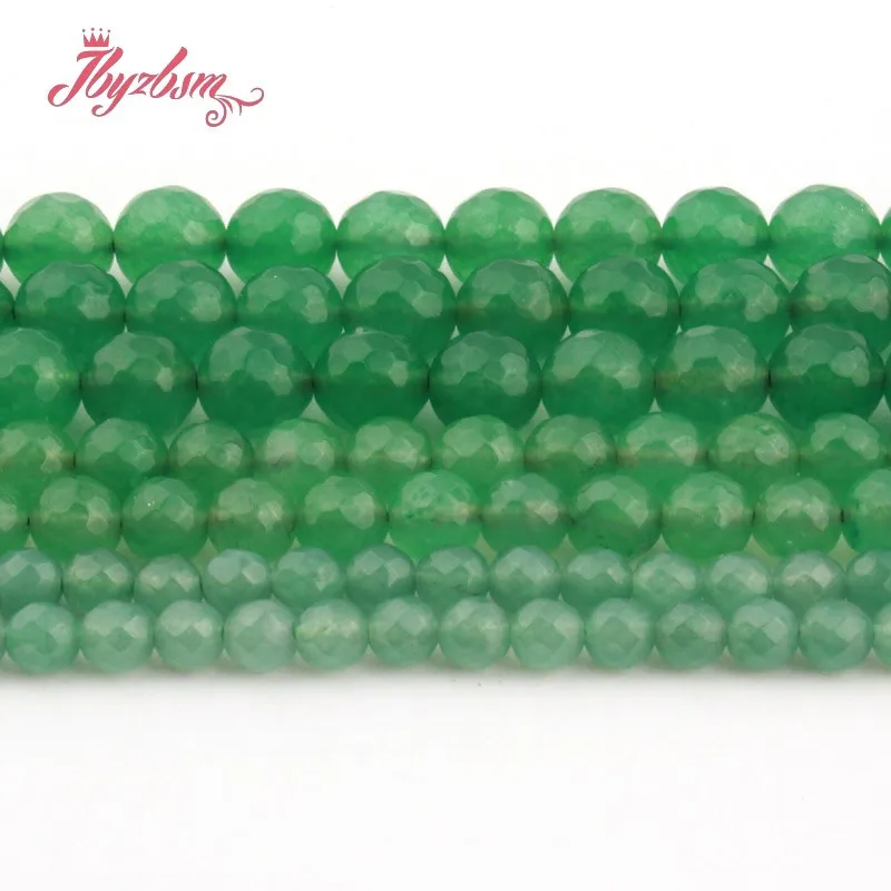

4/6/8/10mm Aventurine Jades Round Bead Faceted Stone Beads Spacer For DIY Necklace Bracelets Earring Jewelry Making Strand 15"