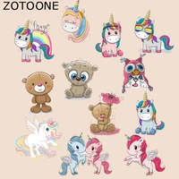 zotoone cartoon unicorn patches bear cat stickers iron on transfers for clothes t shirt heat transfer accessory appliques g