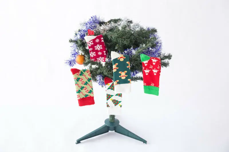 Мужские и женские рождественские носки подарок Санта-Клауса детские забавные