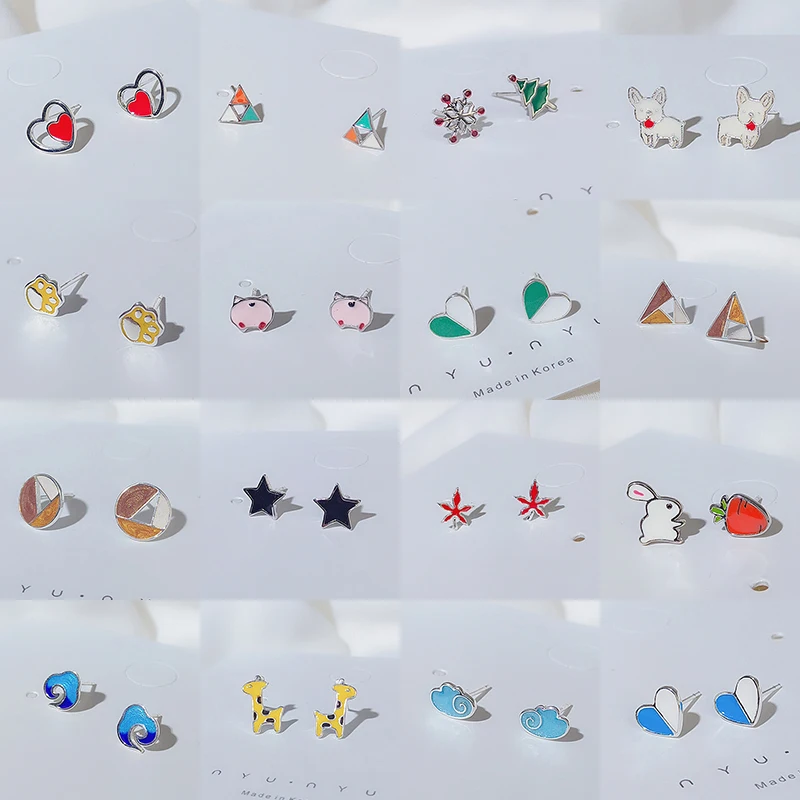 FENGLI стерлингового серебра цвет масла прекрасные серьги гвоздики для детей ful