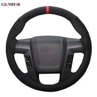car steering wheel cover hand stitched black genuine leather suede for ford f 150 f150 svt raptor 2010 2011 2012 2013 2014