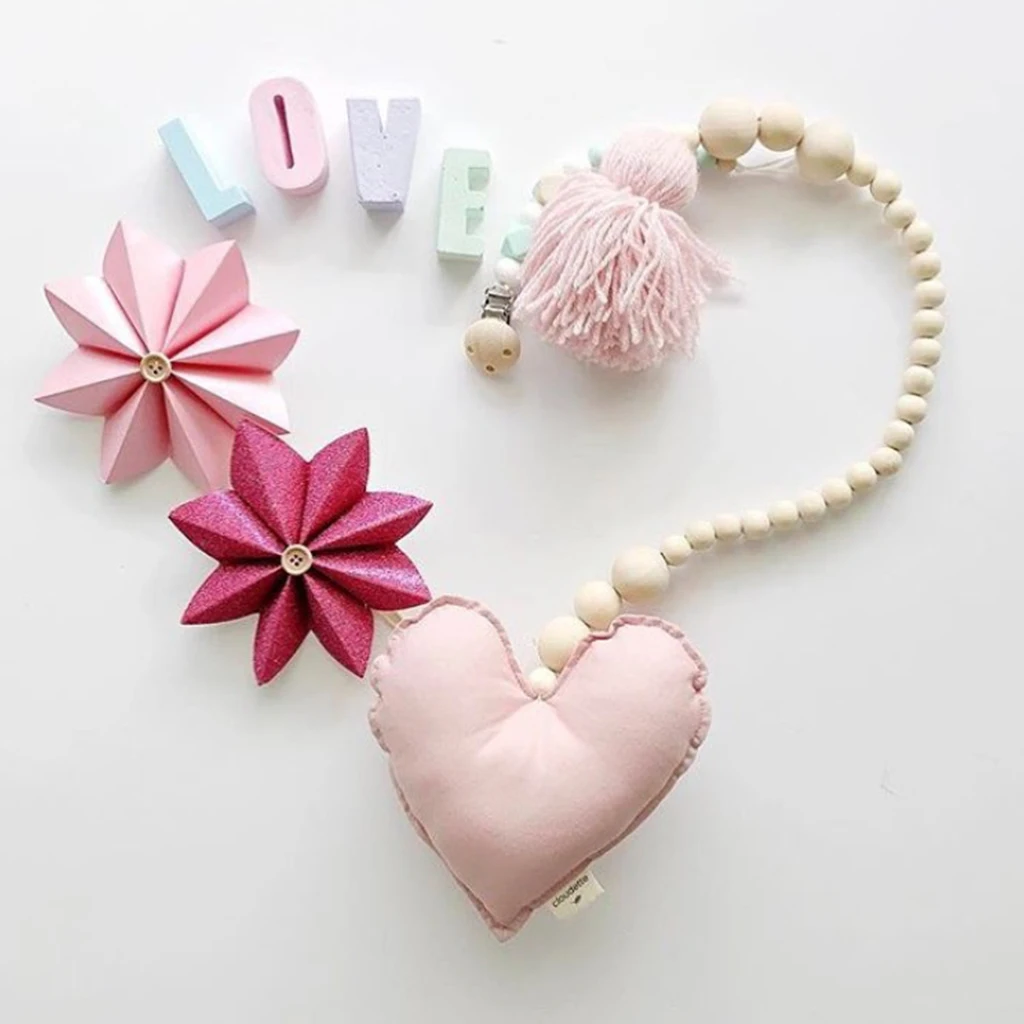 Декор детской кроватки для новорожденных луна звезды деревянные бусины струны