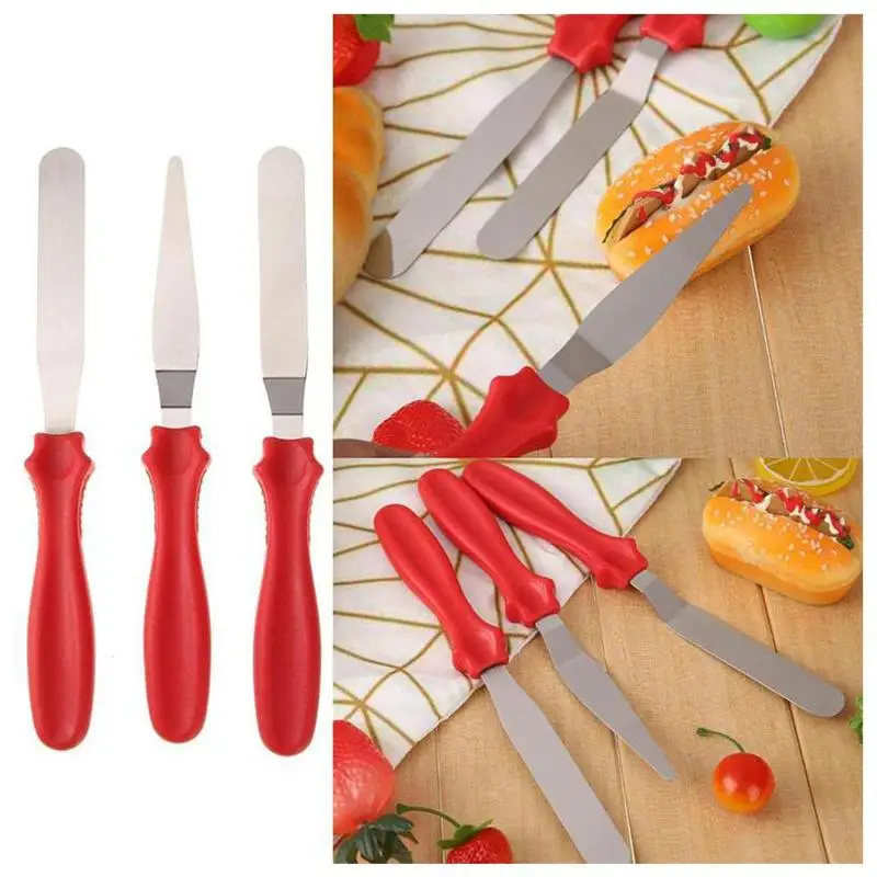 3 шт./компл. Пластик ручка Сталь крем торт украшения шпатель Ножи выпечки