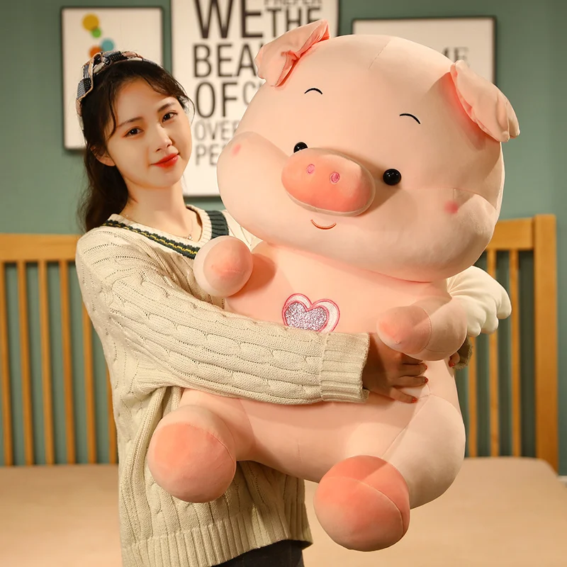 20-65cm Cute Fat Angel Pig Plush Toys Stuffed Lovely Animals Pillow Baby Piggy Appease Toy Girl Kids Birthday Chrismas Gift | Игрушки и