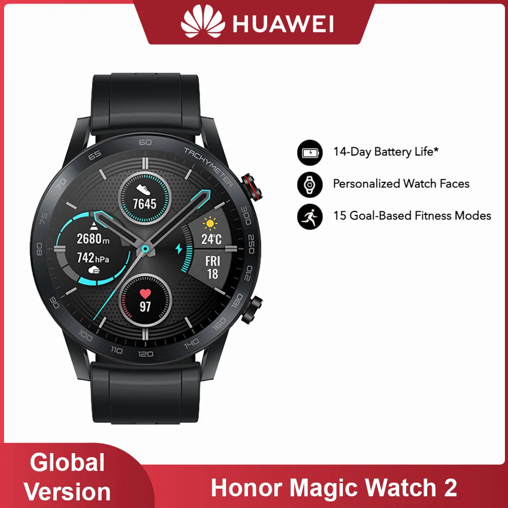 

Смарт-часы HONOR MagicWatch 2 46 мм, Bluetooth 5,1 Magic watch 2, 14 дней автономной работы, пульсометр для телефонных звонков