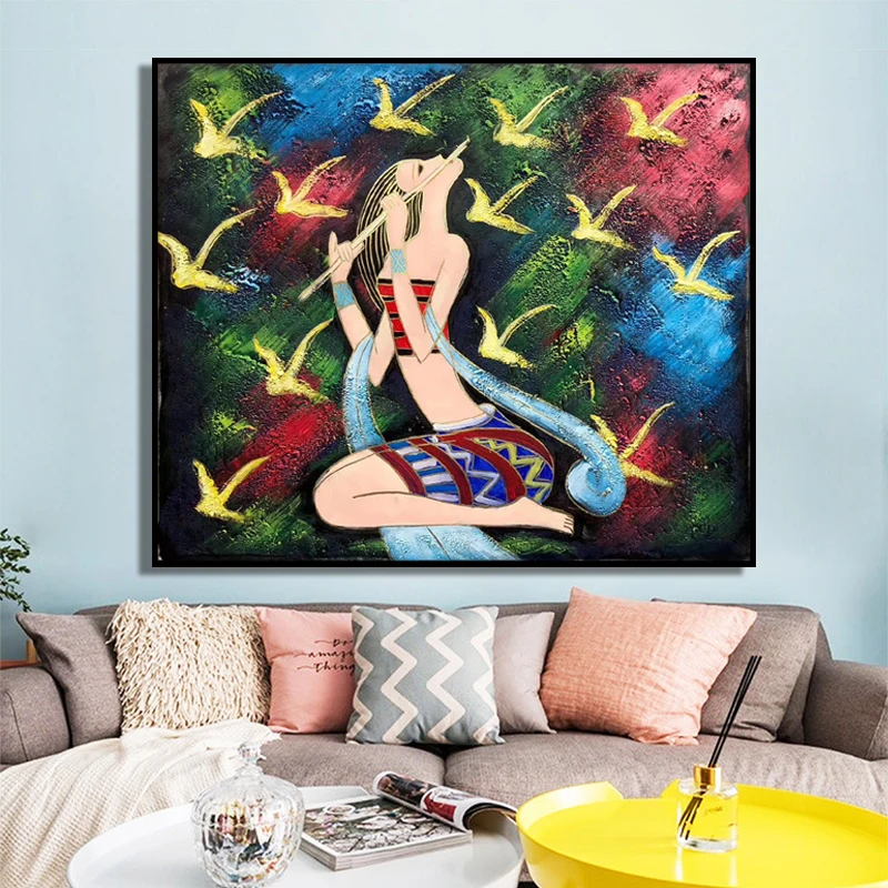 100% ручная роспись Современная национальная девушка картина маслом на холсте