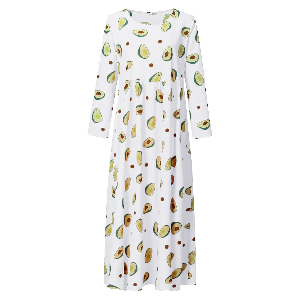 JAYCOSIN 2019 Новое винтажное женское платье с принтом авокадо Макси размера плюс