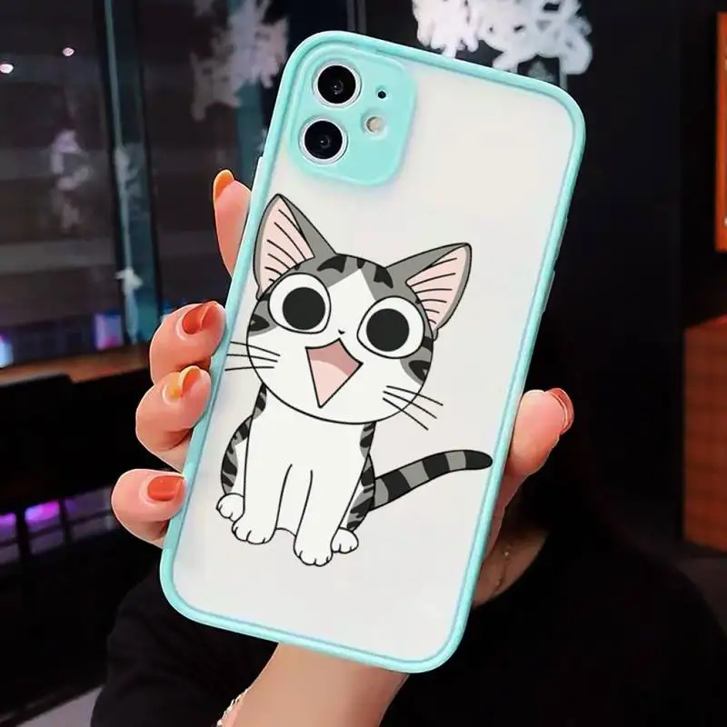 

cat animal Cute cartoon luxury Phone Cases funda matte transparent For iphone 7 8 11 12 plus mini x xs xr pro max cover