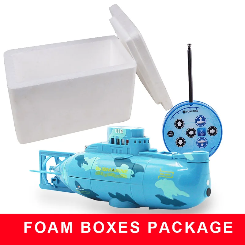 Blue Foam Box Мини-субмарина с дистанционным управлением игрушечный корабль 6CH высокоскоростные радио лодки с дистанционным управлением модель Электрический свет детские игрушки - Цвет: Blue Foam Box