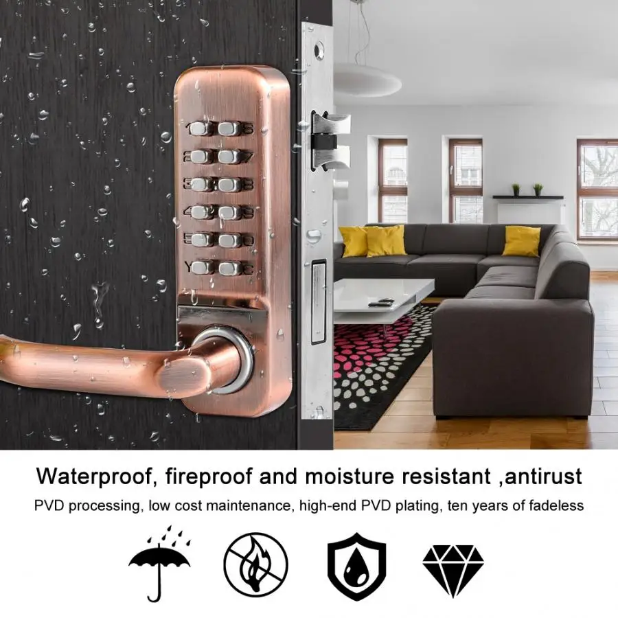 Смарт-замок механический с кнопкой цифровой дверной замок клавиатурой для дома