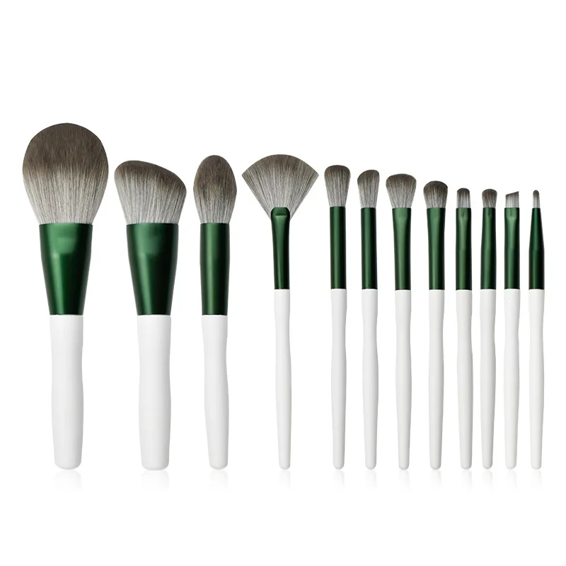 

12pcs/setGreen Makeup Brushes Set Powder Sculpting Blush Highlighter Make Up Brush kit Eyebrow Eyeshadow detail Crease Concealer