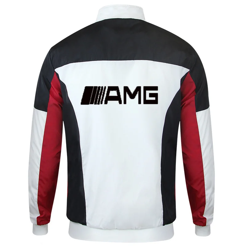 

2021 AMG Autumn New Men's Casual Thin Slim Stitching Windbreaker Bomber Jacket Youth Men's Stand-Up Collar Trend All-Match Top