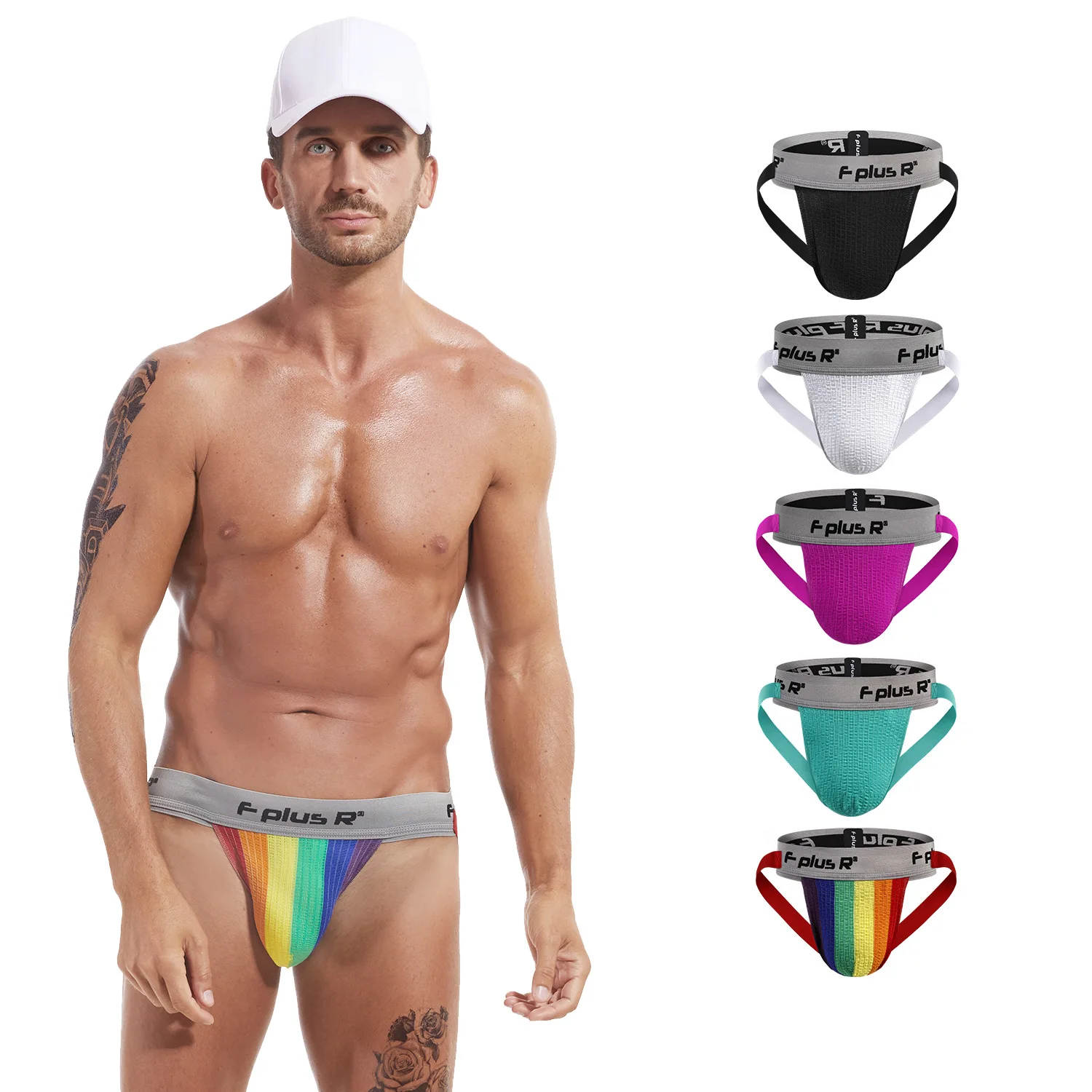 Трусы-стринги мужские гей-фетиш Радуга |