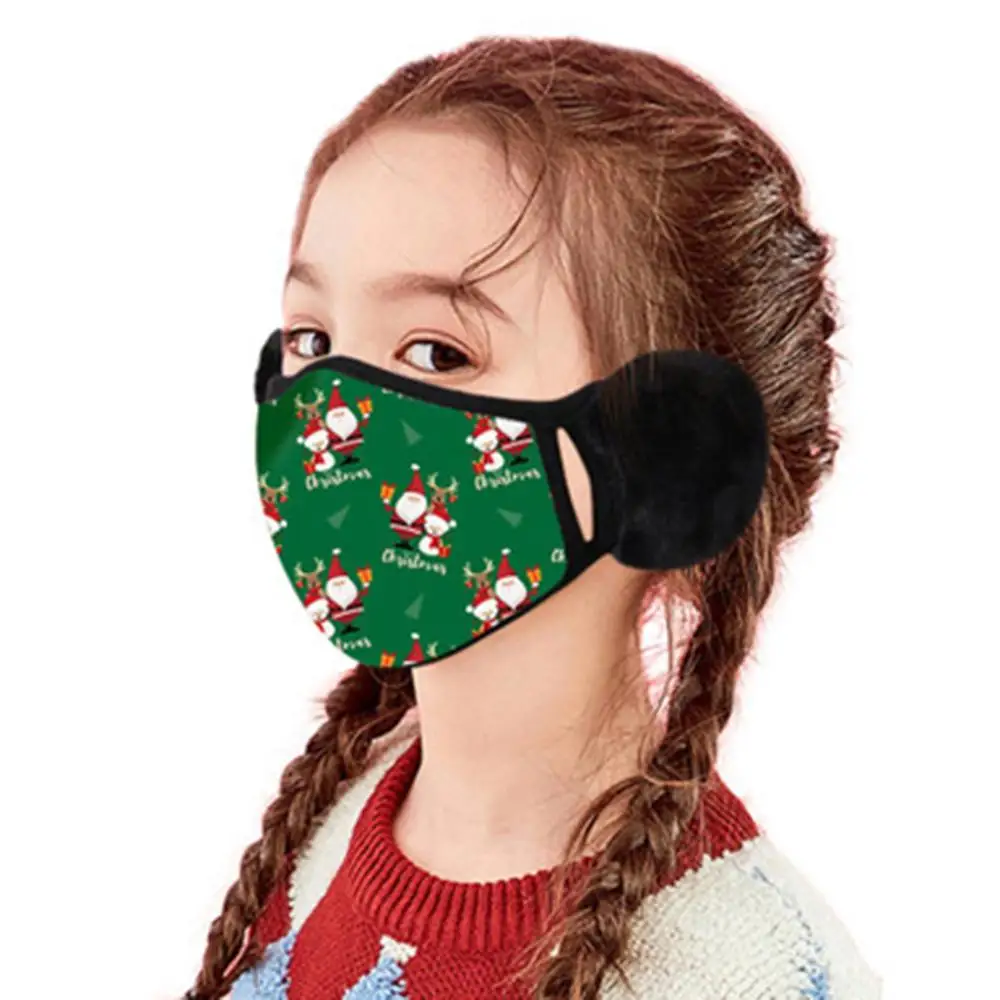 

Winter Mask Children Christmas Series Mask Fashion Kids Xmas Mouth Mask with Ear Cover Keep Warm for Boys/Girls