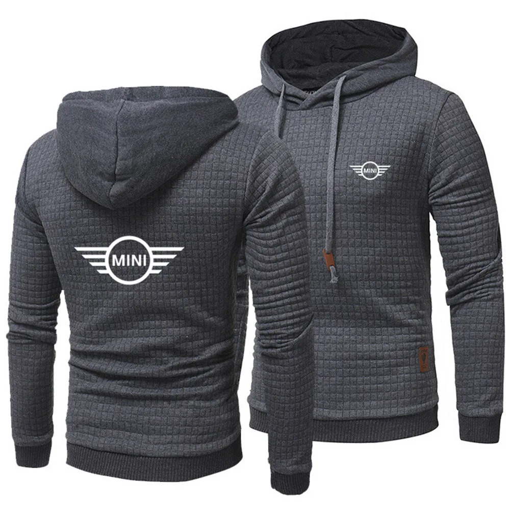 

2021 Spring and Autumn New Men's MINI CAR Logo Print Hooded Sweatshirt Granular Fleece Fashion Trendy Brand Slim Pullover Men