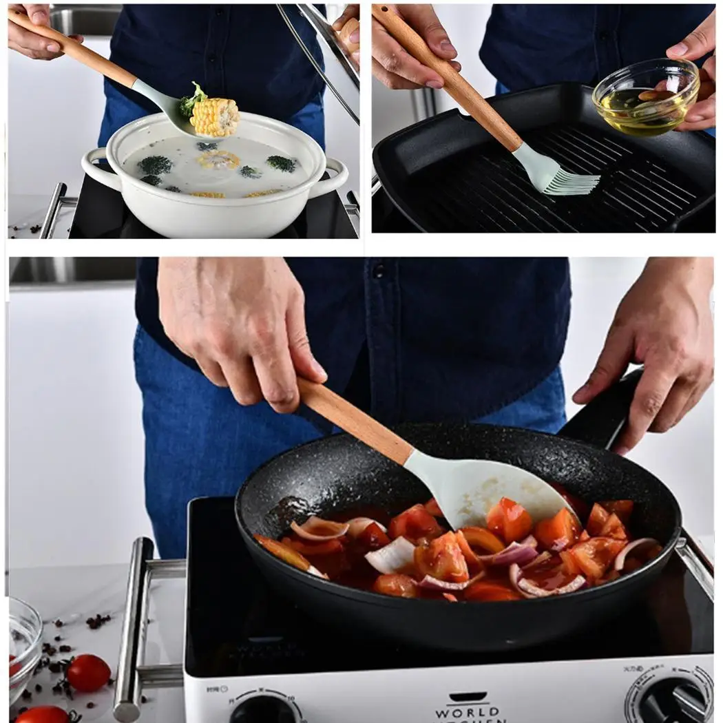 Набор посуды прочный практичный термостойкий силиконовый кухонный инструмент