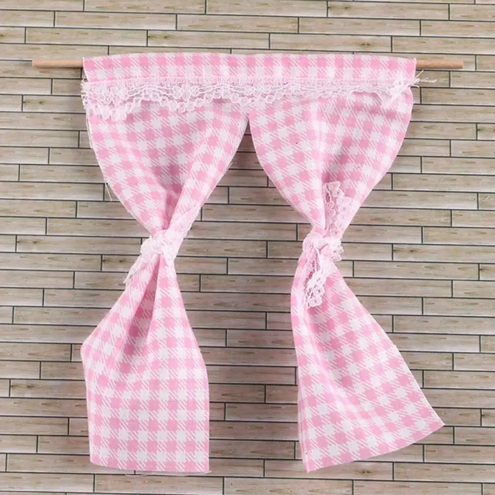 

Stylish 1/12 Scale Miniature Window Curtain Furniture Decor Lightweight Miniature Dollhouse Curtain Washable for Study