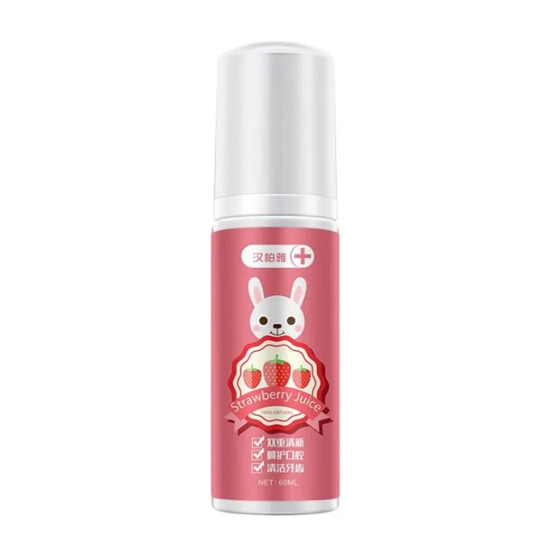 Pasta de dientes de espuma de fresa, herramienta de cuidado Dental para eliminaci&oacute;n de manchas, limpieza bucal, blanqueamiento, Mousse, 60ml-1