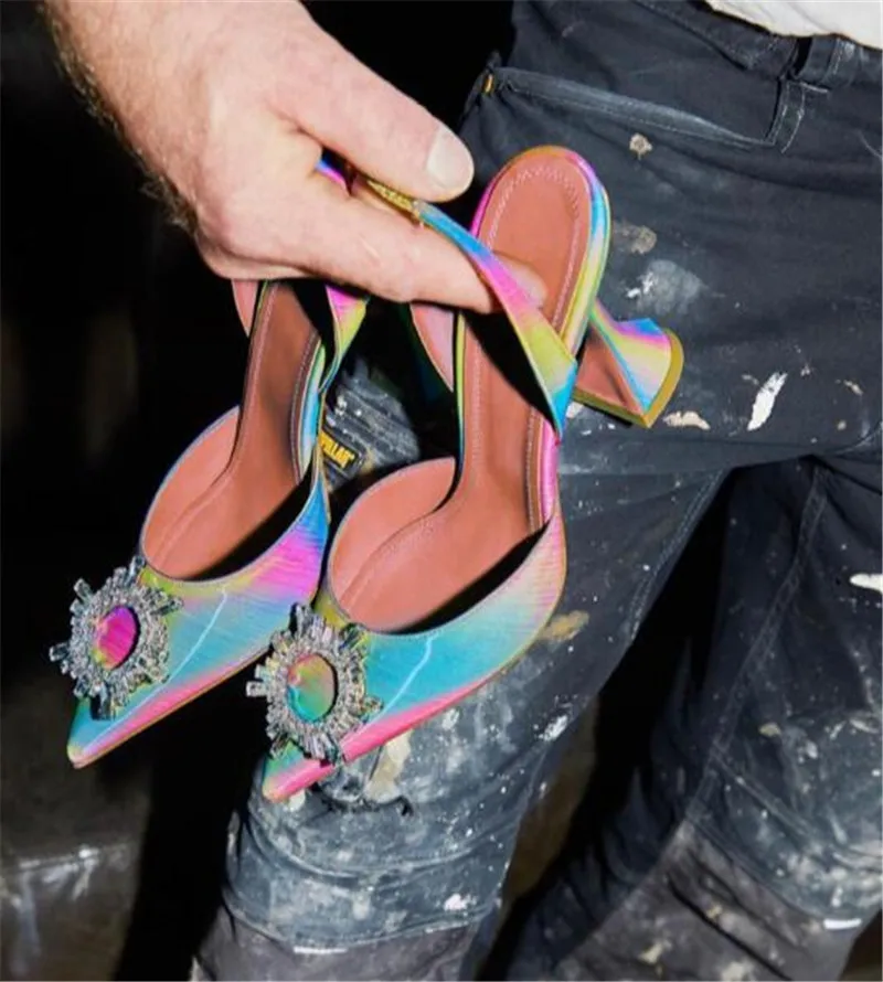 Женские сандалии с ремешком на пятке разноцветные босоножки из Пастельной кожи